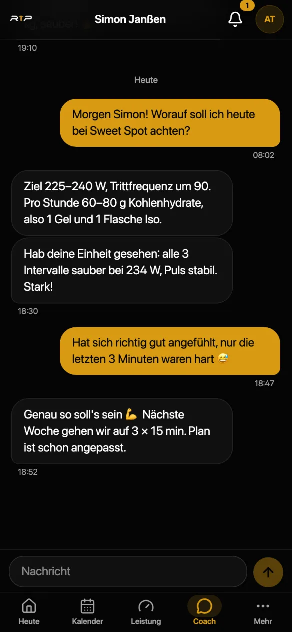 Dein Coach ist immer dabei.